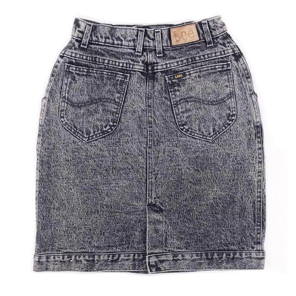 90s Lee black stone washed denim jean skirt 1990s vintage - Picture 1 of 4
